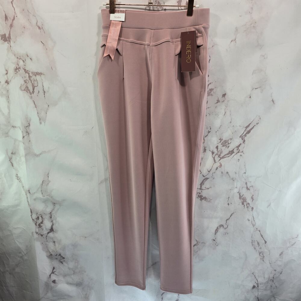 Indero Pants Womens Large XL Light Pink Scuba Knit Scalloped